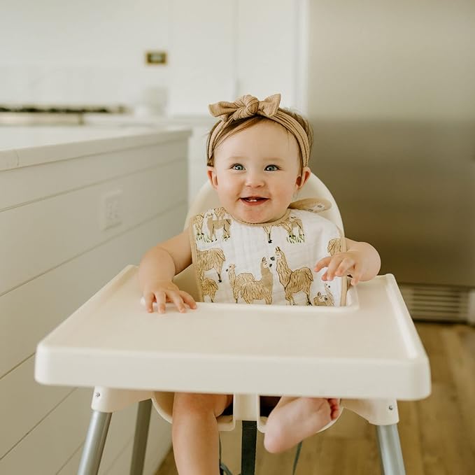 Little Unicorn Premium Classic Bib 3 pack | Adjustable as baby grows | Soft fabric on skin | Great for first time eaters (Llama Llama)