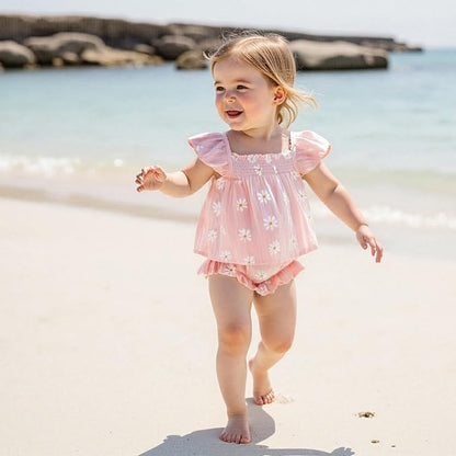 Mubineo Baby Girl Summer Clothes Cute Ruffle Tops Dress Shorts Outfits Set Infant Toddler Shrit Bloomers Princess Outfit