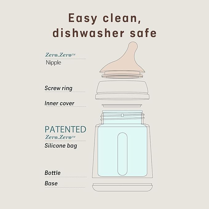 Suavinex Zero Zero Anti Colic Baby Bottle, No 1 Spanish Baby Bottle Brand, Minimizes Bottle Rejection & Nipple Confusion, Perfect for Breastfeeding Babies, 4 PK 6 oz, Deep Tone, Adaptable Flow