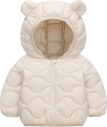 Toddler Winter Coats Puffer Padded Jacket Baby Boys Girls Bear Hoods Down Jacket Light Weight Infant Outerwear