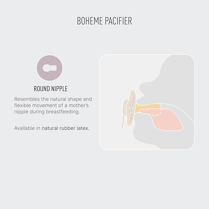 BIBS Pacifiers - Boheme Collection | BPA-Free Baby Pacifier | Made in Denmark | Set of 2 Dark Oak/Blush Color Premium Soothers | Size 0-6 Months