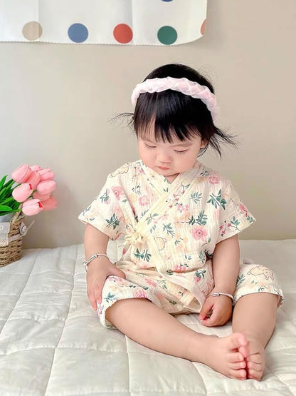 BINIDUCKLING Baby Kimono Robes Cotton Muslin Romper Clothes Newborn - 24 Months