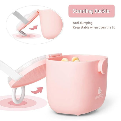Termichy Baby Formula Dispenser, Portable Milk Powder Dispenser Container with Carry Handle and Scoop for Travel Outdoor Activities with Baby Infant, 8.8OZ, 0.55LB, 250g, 500ml (Pink)