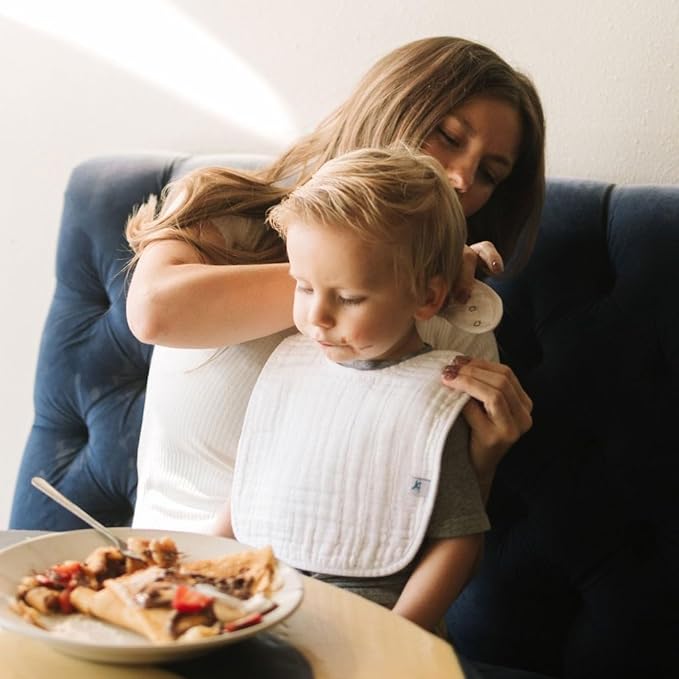 Little Unicorn Premium Classic Bib 3 pack | Adjustable as baby grows | Soft fabric on skin | Great for first time eaters (White)