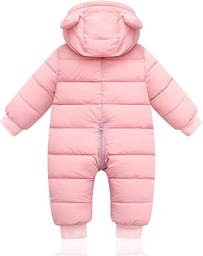 XMWEALTHY Baby Clothes Cute Infant Toddler Snowsuit Warm Newborn Boy Girl Winter Coats Hooded Zip Jumpsuit