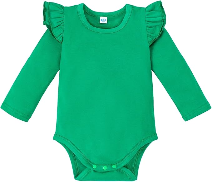 Magic Park 0-24M Infant Girl Romper Baby Girls Solid Color Bodysuit Toddler Ruffle Jumpsuit Shirts Casual Tops Baptism Shirt