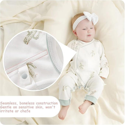 100% Organic Cotton Soft 0-6 Months Unisex Footless Newborn Baby Sleepers Pajamas Romper Boys Girls Long Sleeve