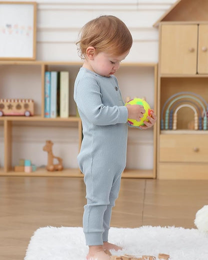 Bafeicao Baby Boy Girl 2/3 Pack Solid Romper Ribbed Short/Long Sleeve Bodysuit Jumpsuit Infant Knitted Outfits Clothes