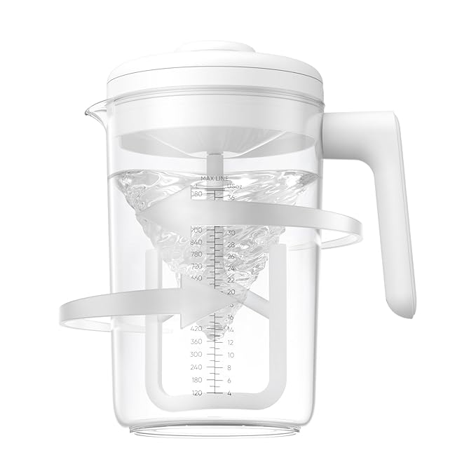 Electric Formula Pitcher, 36 oz Baby Formula Mixing Pitcher, Automatic Baby Formula Mixer, Bidirectional Stirring Breastmilk Pitcher, Locking Lid Smooth Formula Maker Milk Storage for Fridge（White)