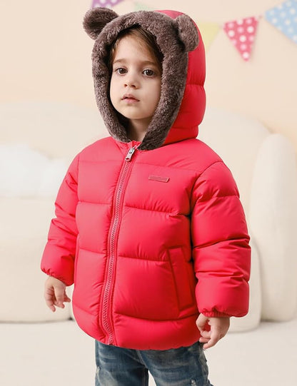 Arssm Baby Boys Girls Winter Fleece Coat Toddler Kids Warm Cute Bear Ear Hooded Jacket