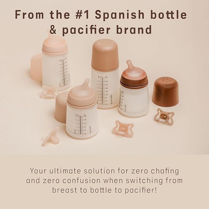 Suavinex Zero Zero Silicone Baby Pacifier w/SX Pro Physiological Pacifier Nipple, (6-18m), 2Pk Fair