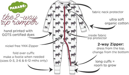 PARADE Organic Holiday Print '2-Way' Zip Romper