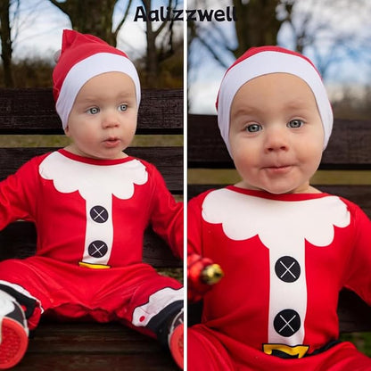 Aalizzwell Infant Baby Boys Girls First Christmas Outfit Xmas Romper Elf Santa Clothes