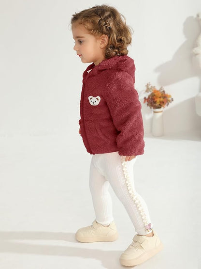 Baby Boys Girls Fleece Jackets Zip Up Hoodies Cute Bear Coats Fall Winter Fuzzy Jacket Newborn Boys Girls Outwear