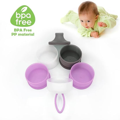 Baby Formula Dispenser, Portable Milk Powder Dispenser Container, Baby Feeding Travel Storage Container, formula mixer, formula holder, BPA Free, 4 Compartments, 2 Packs, dispensador de fórmula