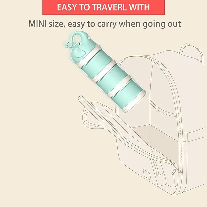 Baby Milk Powder Formula Dispenser, Stackable Formula Dispenser Container Mixie Bottle for Travel, Large Capacity Formula Holder and Snack Storage, Non-Spill, Powder Leakage Free, BPA Free (Green)