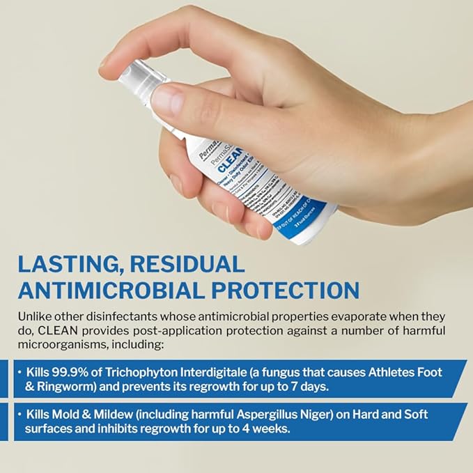 PermaSafe CLEAN 1-Step Disinfectant, Deodorizer & All-Purpose Cleaner; Soft, Hard & Food Surface Sanitizer; Kills 99.9% of Bacteria, Viruses, Molds - Child, Pet, Planet & All Surface Safe (3oz 2-pk)