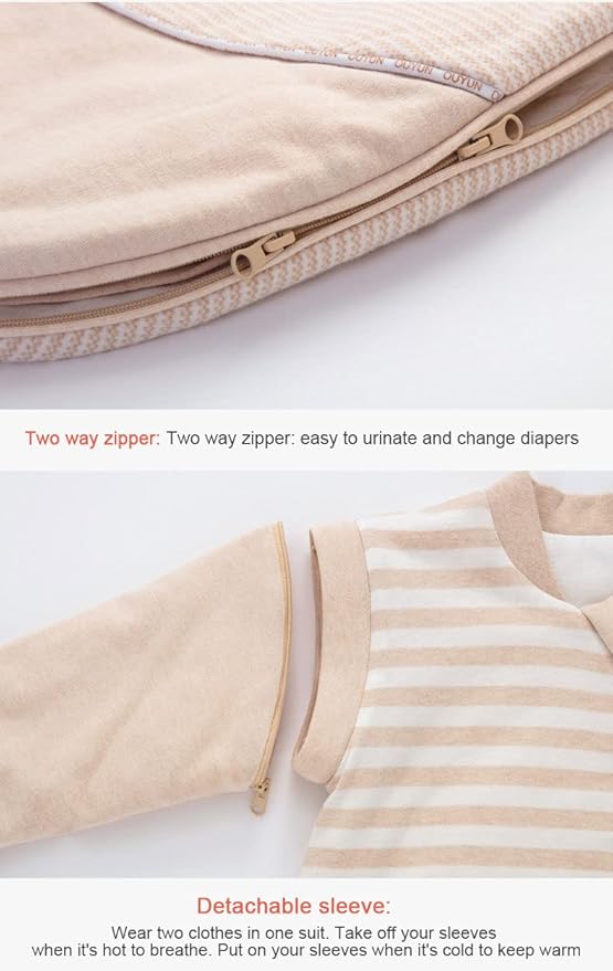 Baby Wearable Blanket Sleeping Bag Sack for Toddler Baby Girl Boy Unisex 3-Way Zipper Baby Sleep Sack, 100% Cotton TOG 3.5