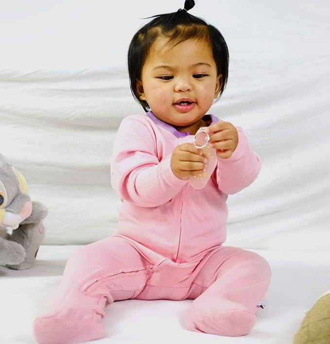 Babysoy Zipper Footies - Baby Footed Pajamas Sleeper Solid Star Colors 0-18 Months