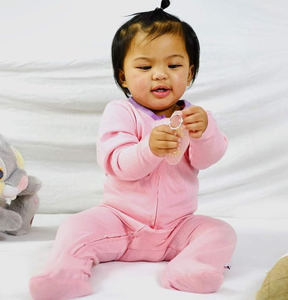 Babysoy Zipper Footies - Baby Footed Pajamas Sleeper Solid Star Colors 0-18 Months