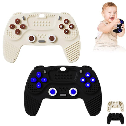 2 Pack Silicone Teething Toys for Babies 0-6 Months, Remote Game Control Teethers for Babies 6-12 Months, Game Controller Teething Toy, Sensory Toy, Baby Chew Toys, Toddler Newborn Baby Girl Boy Gifts