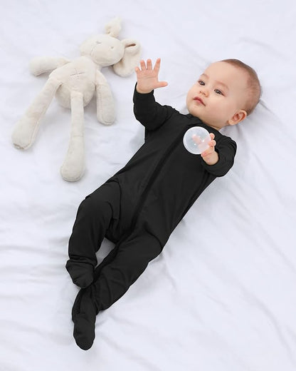 GUISBY Pajamas for Baby Boys & Girls, Infant Onesie with Mitten Long Sleeve Footed Pjs