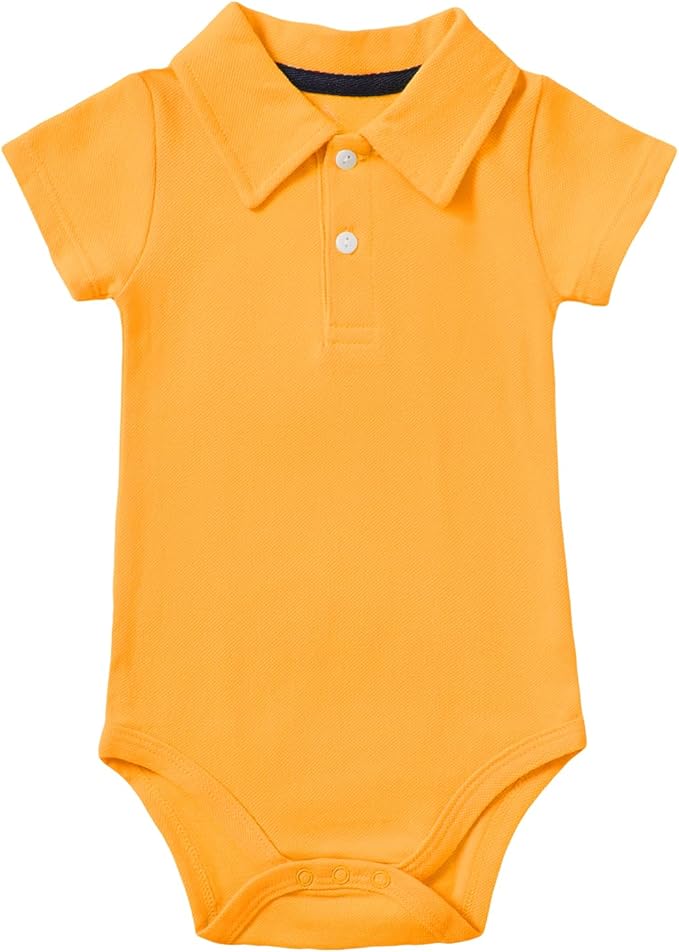 ROMPERINBOX Newborn Baby Boy Collared Onsies Polo Shirt Bodysuit Pique Solid Color Mesh Bubble Short Sleeve Romper Clothes