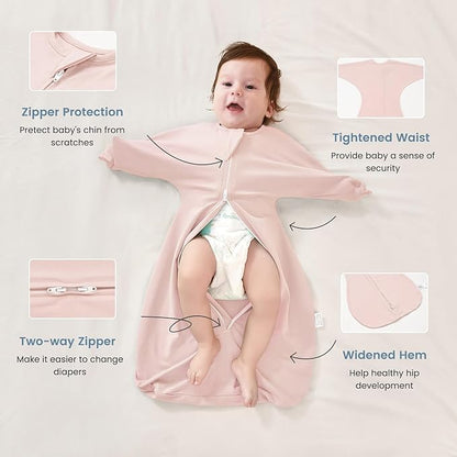 ZIGJOY Baby Transitional Swaddles for Newborns: 0.5 Tog Arms Up Sleep Sack 3-6-12 Months Soft Cotton Shark Fin 2 Way Zipper