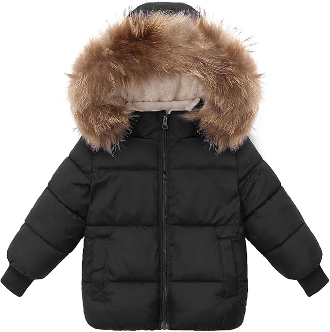 Baby Boy Winter Coat Toddler Girl Hooded Puffer Jacket Fur Collar Down Outerwear