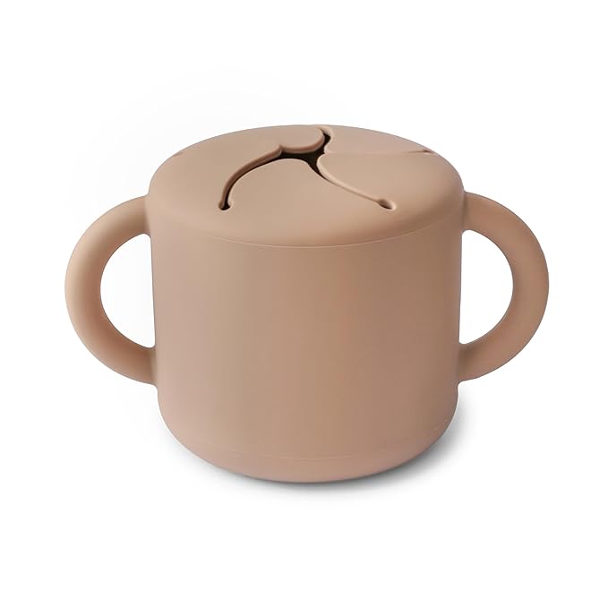 mushie Silicone Snack Cup | Spill Proof Food Container for Toddler and Baby (Natural)