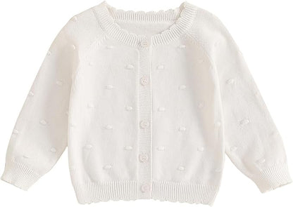 Newborn Baby Girl Knit Sweater Cardigan Winter Warm Button Down Sweatshirt Top Jacket Outfit Cute Infant Fall Clothes