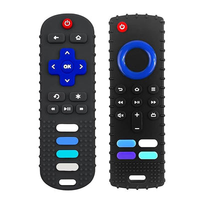2Pcs Silicone Teething Toys, Remote Control Shape Teethers for Babies Remote Teething Toys, Silicone TV Remote Teether BPA Free/Refrigerator Safe