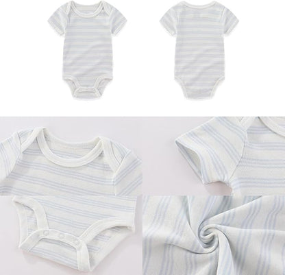 Four Seasons Baby Boy Girl Bodysuits 5-Pack Cotton Comfort Short Sleeve Baby Clothes Soft Infant Outfits