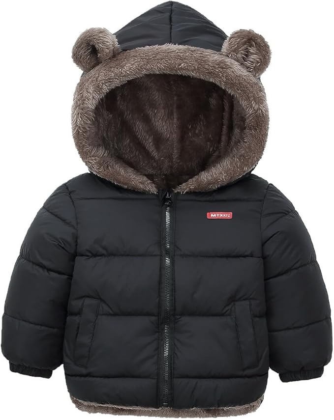 Happy Cherry Baby Boys Girls Puffer Jacket Hooded Coat Fleece Liner Elastic Cuffs Outerwear 12Mon-5T