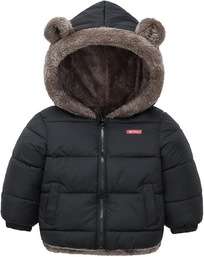 Happy Cherry Baby Boys Girls Puffer Jacket Hooded Coat Fleece Liner Elastic Cuffs Outerwear 12Mon-5T