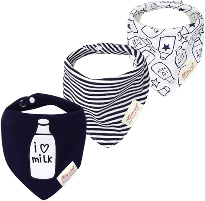 JN&LULU 3 Pack Newborn Baby Bibs Bandana Drool Bibs for Drooling Cotton Baby Gifts