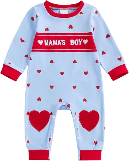 Baby Boy Valentines Outfit Newborn Long Sleeve Onesie Letter Print One Piece Jumpsuit Romper Cute Spring Clothes