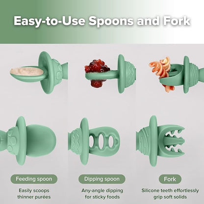 Haakaa Silicone Baby Spoons Self Feeding 6 Months – Baby Utensils with Anti-Choke Astronaut Handle, Easy-Grip, Gum-Friendly, Durable & Safe – Baby Spoons for BLW & First Stage Feeding