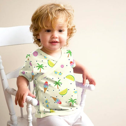Babysoy Unisex Baby Toddler Short Sleeve Wrap Around Kimono Tee Shirt