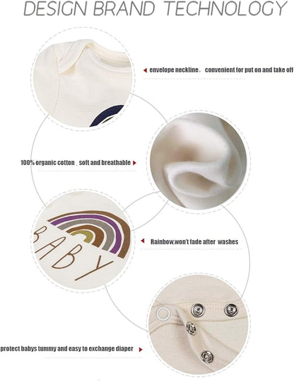 Cnins Newborn Baby Bodysuit - Pregnancy Announcement & Infant Loss Gift, Coming Soon & Rainbow Design Coming Home Outfit