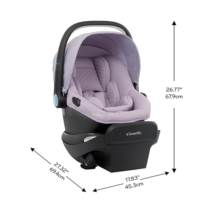 Evenflo Revolve180 LiteMax NXT Rotating Rear-Facing Lightweight Preemie and Infant Car Seat 3-30lbs. with SensorySoothe. Easy Install with Base (Agate Purple)