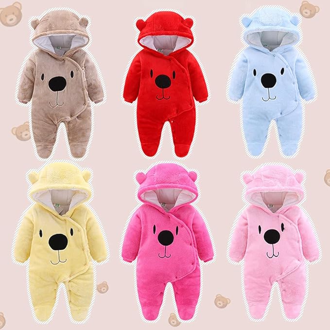 ALLAIBB Baby Newborn Snowsuit Winter Hooded Footie Fleece Jumpsuit for Infant Girls Boys