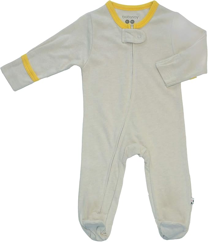 Babysoy Zipper Footies - Baby Footed Pajamas Sleeper Solid Star Colors 0-18 Months