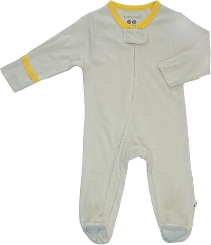 Babysoy Zipper Footies - Baby Footed Pajamas Sleeper Solid Star Colors 0-18 Months