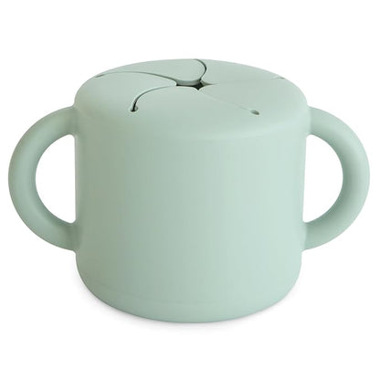 mushie Silicone Snack Cup | Spill Proof Food Container for Toddler and Baby (Cambridge Blue)