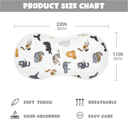 vvfelixl Muslin Burp Cloths Cartoon Cat Baby Washcloths for Baby Girl Boys 2 Pack