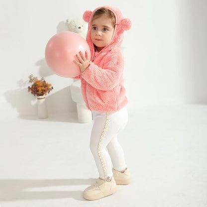 Baby Boys Girls Fleece Jackets Zip Up Hoodies Cute Bear Coats Fall Winter Fuzzy Jacket Newborn Boys Girls Outwear