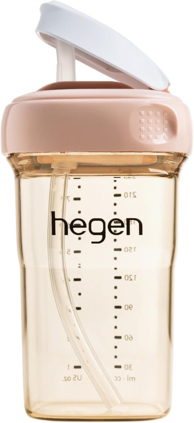hegen PCTO™ 240ml/8oz Straw Cup PPSU Pink (Slow Flow) - 6 months and above