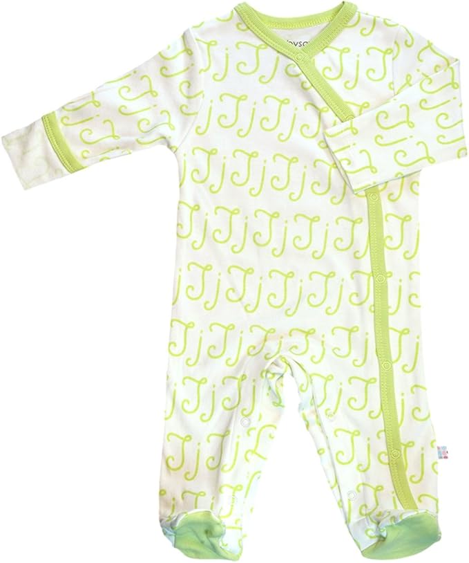 Babysoy Organic Newborn Baby Alphabet Footie Onepiece with Feet (03-06 Months, J)