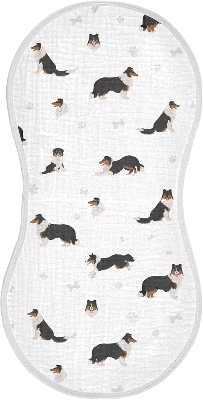 vvfelixl Burp Cloths Rough Collie Dog for Baby Boy Girls Baby Washcloths Burp Rags 1 Pack